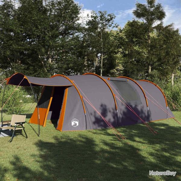 Tente tunnel 4 personnes Gris et orange 740 x 370 x 220 cm