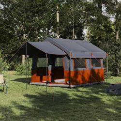 Tente familiale 4 personnes Gris et orange 324 x 255 x 230 cm