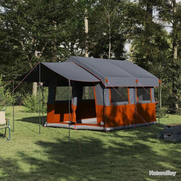 Tente familiale 4 personnes Gris et orange 324 x 255 x 230 cm