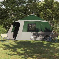 Tente de cabane 12 personnes Vert et gris 500 x 500 x 294 cm
