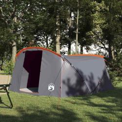 Tente tunnel 4 personnes Gris et orange 318 x 275 x 140 cm