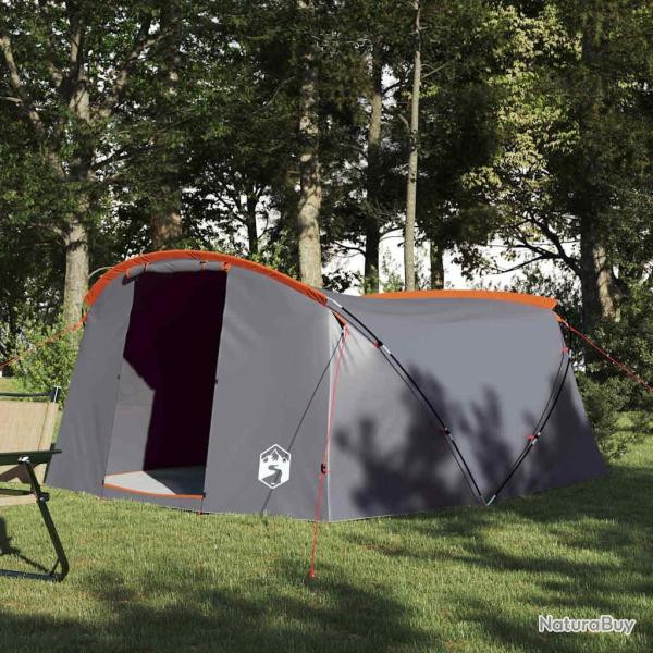 Tente tunnel 4 personnes Gris et orange 318 x 275 x 140 cm