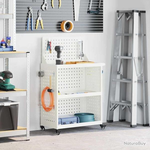 Chariot � outils Blanc 65 x 35 x 111 cm Acier lamin� � froid