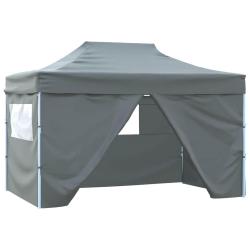 Tente pliable avec 4 parois lat&eacute;rales 3 x 4,5 m Anthracite
