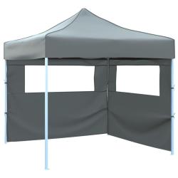 Tente de r&eacute;ception escamotable avec 2 parois 3x3 m Anthracite