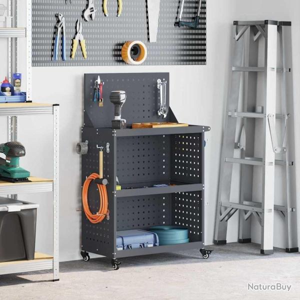 Chariot � outils avec �tag�re Anthracite 65 x 35 x 111 cm