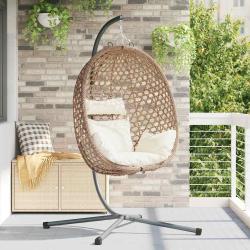 Chaise suspendue Cr&egrave;me claire 104 x 100 x 191 cm polyrotin