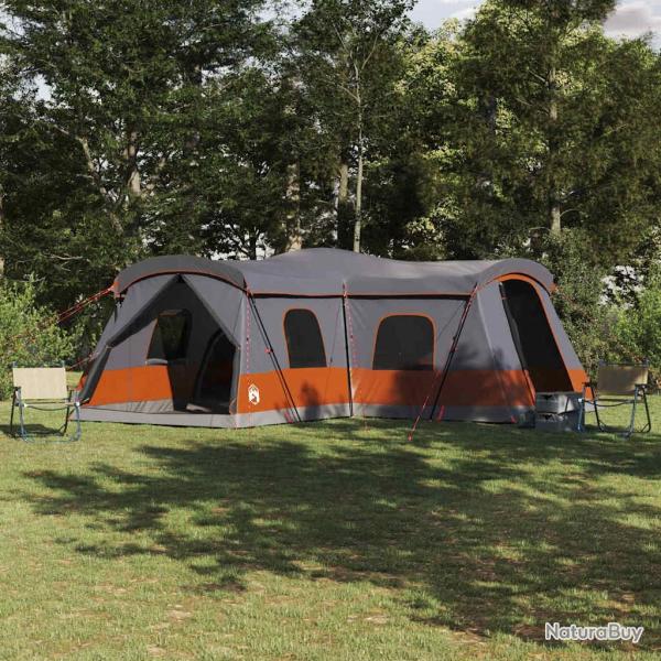 Tente 16 personnes avec toit Gris et orange 680 x 510 x 210 cm