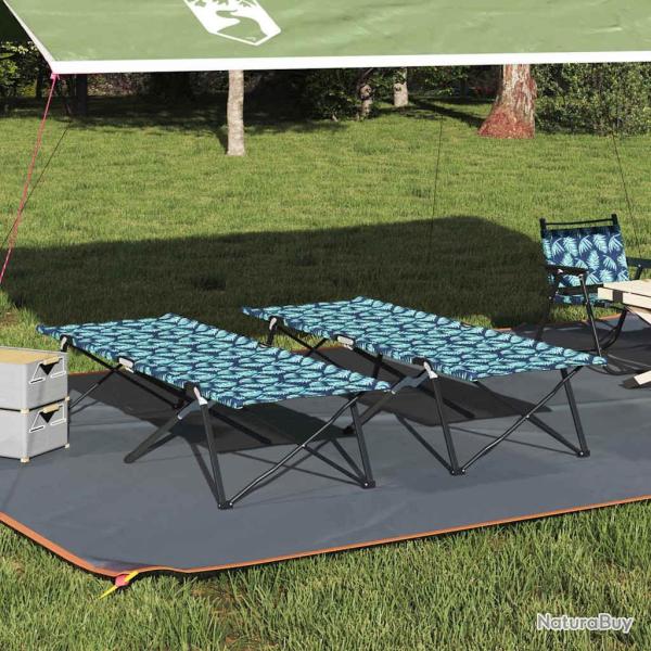 Lit de camping pliant Feuille 2 pcs Foret 206 x 76 x 74 cm