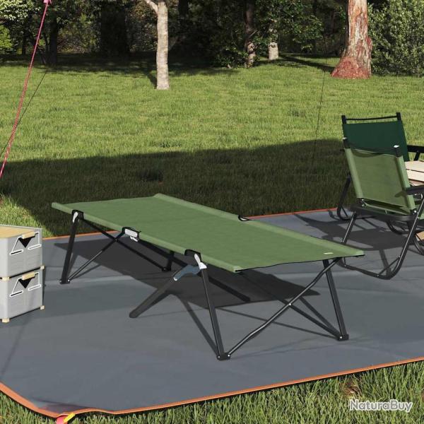 Lit de camping pliant Vert 206 x 76 x 74 cm Oxford et acier