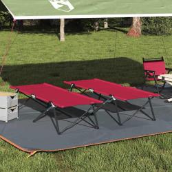 Lit de camping pliant 2 pcs Rouge 206 x 76 x 74 cm