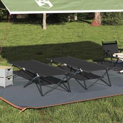 Lit de camping pliant 2 pcs Noir 206 x 76 x 74 cm