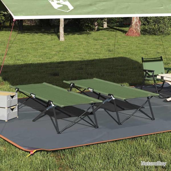 Lit de camping pliant 2 pcs Vert 206 x 76 x 74 cm