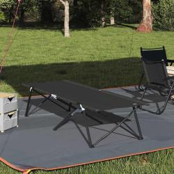 Lit de camping pliant Noir 206 x 76 x 74 cm Oxford et acier