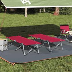 Lit de camping pliant 2 pcs Rouge 194 x 62,5 x 42,5 cm