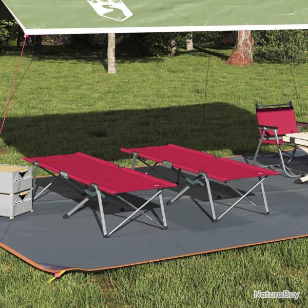 Lit de camping pliant 2 pcs Rouge 194 x 62,5 x 42,5 cm