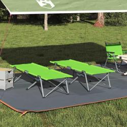 Lit de camping pliant 2 pcs Vert 194 x 62,5 x 42,5 cm