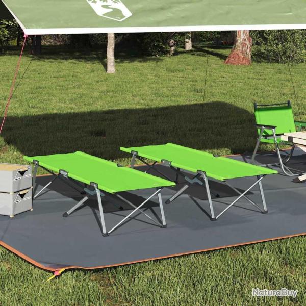 Lit de camping pliant 2 pcs Vert 194 x 62,5 x 42,5 cm