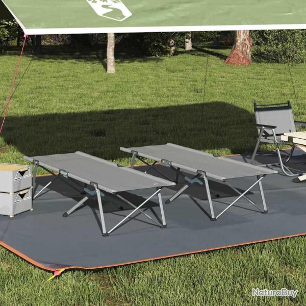 Lit de camping pliant 2 pcs Gris 194 x 62,5 x 42,5 cm