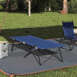 Lit de camping pliant Bleu 206 x 76 x 74 cm Oxford et acier