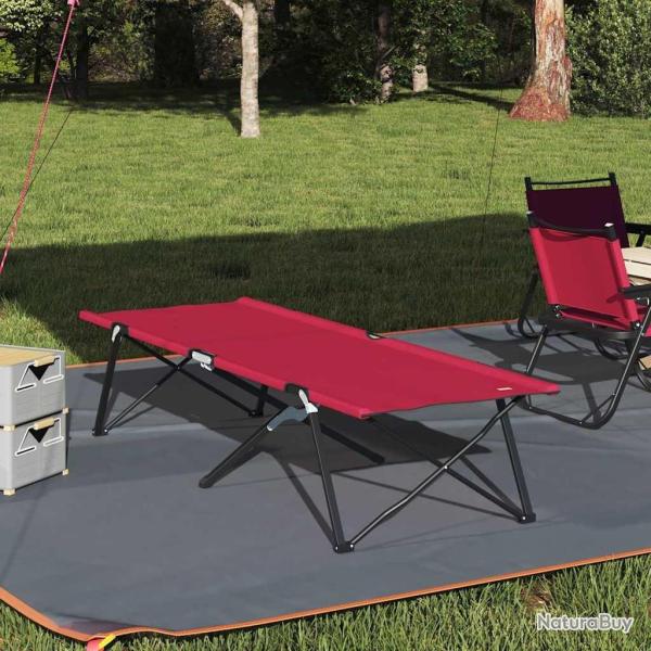 Lit de camping pliant Rouge 206 x 76 x 74 cm Oxford et acier