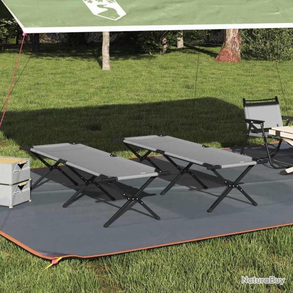 Lit de camping pliant 2 pcs Gris 193 x 69 x 45 cm Tissu Oxford