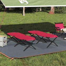Lit de camping pliant 2 pcs Rouge 193 x 69 x 45 cm Tissu Oxford
