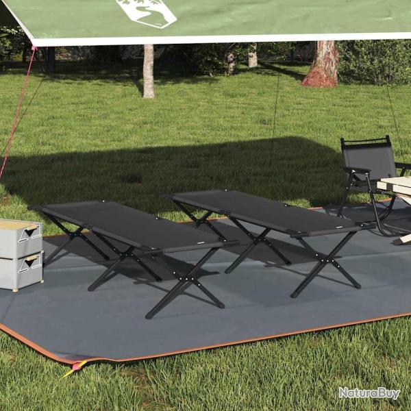 Lit de camping pliant 2 pcs Noir 193 x 69 x 45 cm Tissu Oxford
