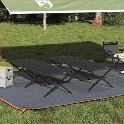 Lit de camping pliant 2 pcs Noir 210 x 80 x 46 cm Tissu Oxford