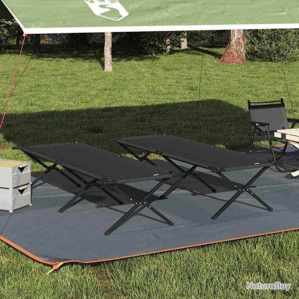 Lit de camping pliant 2 pcs Noir 210 x 80 x 46 cm Tissu Oxford