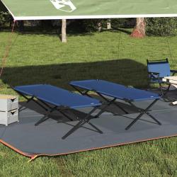 Lit de camping pliant 2 pcs Bleu 210 x 80 x 46 cm Tissu Oxford