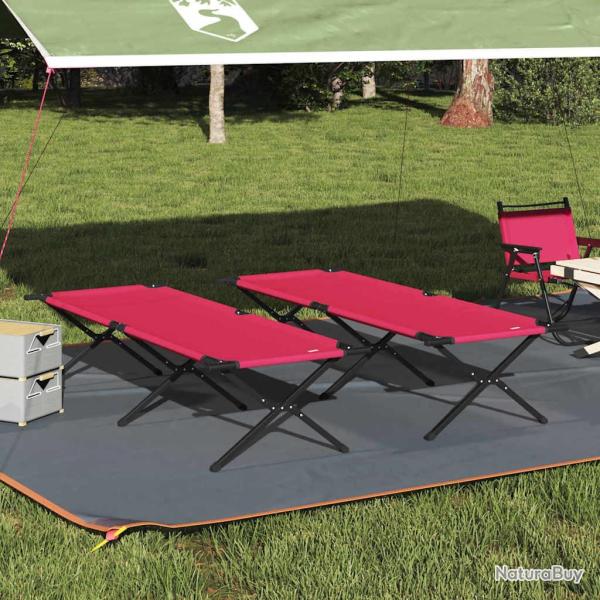Lit de camping pliant 2 pcs Rouge 210 x 80 x 46 cm Tissu Oxford