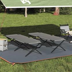 Lit de camping pliant 2 pcs Gris 210 x 80 x 46 cm Tissu Oxford