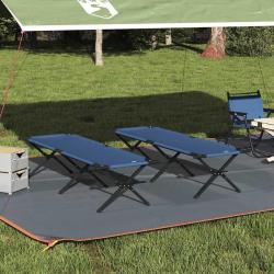 Lit de camping pliant 2 pcs Bleu 193 x 69 x 45 cm Tissu Oxford