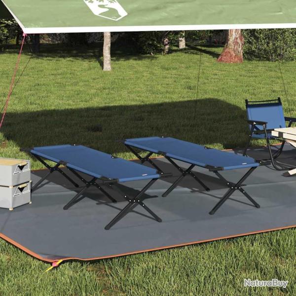 Lit de camping pliant 2 pcs Bleu 193 x 69 x 45 cm Tissu Oxford