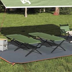Lit de camping pliant 2 pcs Vert 210 x 80 x 46 cm Tissu Oxford