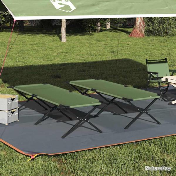 Lit de camping pliant 2 pcs Vert 210 x 80 x 46 cm Tissu Oxford