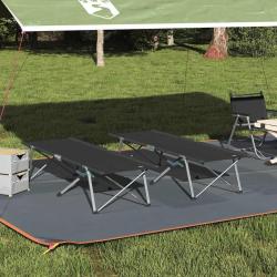 Lit de camping pliant 2 pcs Noir 194 x 62,5 x 42,5 cm