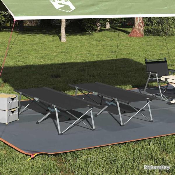Lit de camping pliant 2 pcs Noir 194 x 62,5 x 42,5 cm