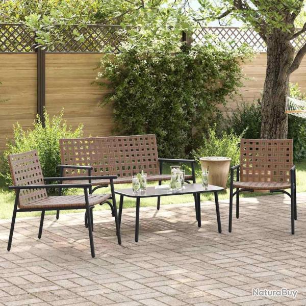 Ensemble de salle � manger pour jardin 4 pcs Marron polyrotin