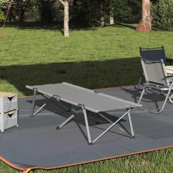 Lit de camping pliant Gris 194 x 62,5 x 42,5 cm Oxford et acier