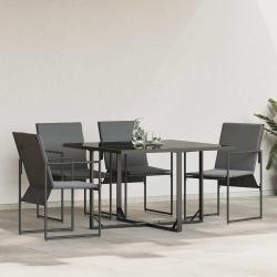 Chaise avec coussin 4 pcs Noir et anthracite Textil&egrave;ne