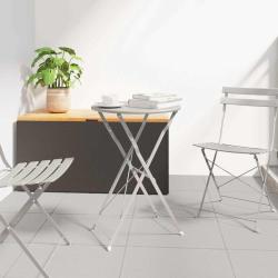 Table bistrot Beige &Oslash; 50 x 71 cm Acier rev&ecirc;tu de poudre