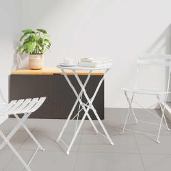 Table bistrot Blanc &Oslash; 50 x 71 cm Acier rev&ecirc;tu de poudre