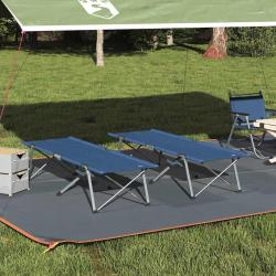 Lit de camping pliant 2 pcs Bleu 194 x 62,5 x 42,5 cm