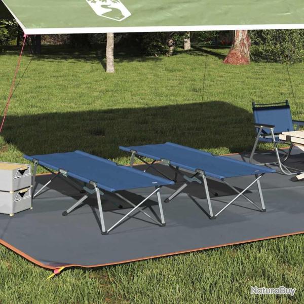 Lit de camping pliant 2 pcs Bleu 194 x 62,5 x 42,5 cm