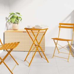 Table bistrot Moutarde &Oslash; 50 x 71 cm Acier rev&ecirc;tu de poudre
