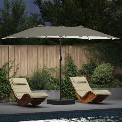 Parasol de jardin Sable et anthracite 385 x 209 x 244 cm