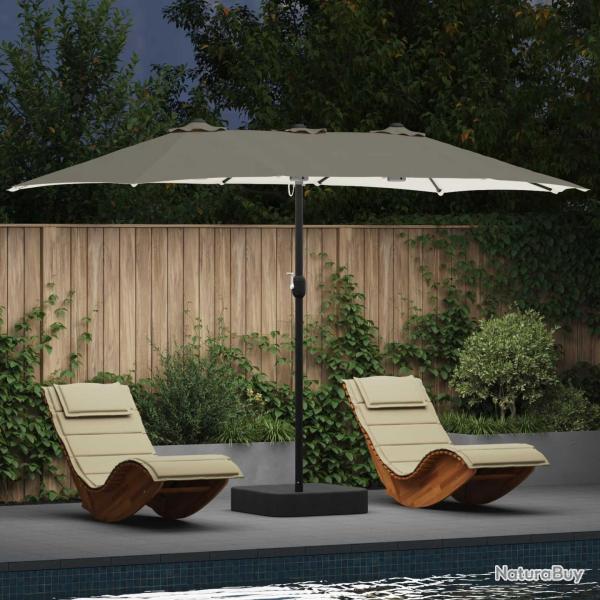 Parasol de jardin Sable et anthracite 385 x 209 x 244 cm