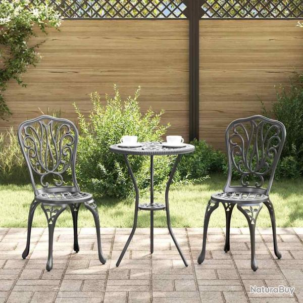 Ensemble bistro de jardin 3 pcs Noir Aluminium